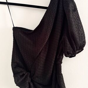 Heartloom Black Asymmetrical Ruched Blouse